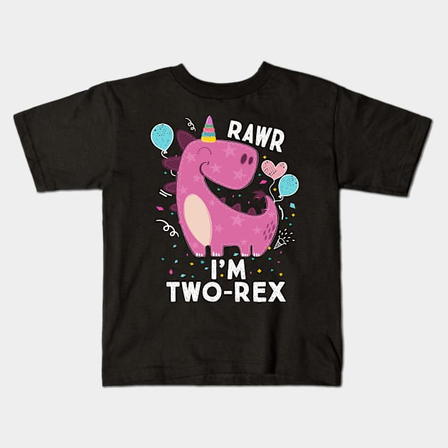 Rawr I'm Two-Rex Kids T-Shirt by stayilbee